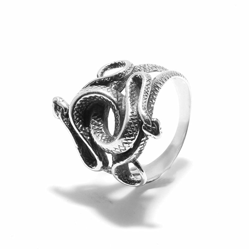 Intertwined Snakes Ring in Thai Silver - Ideal Place Market