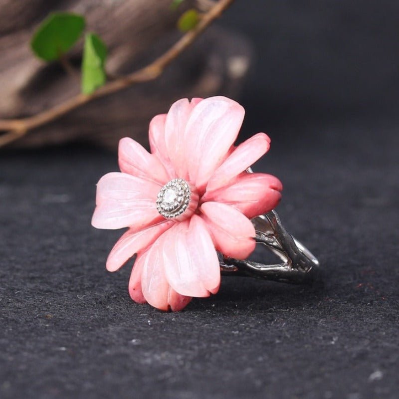 Italian Flowered 925 Silver Twig Resizable Ring - Ideal Place Market