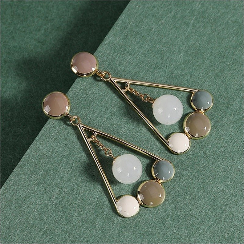 Jade Triangle Dangle Drop S925 Earrings - Ideal Place Market