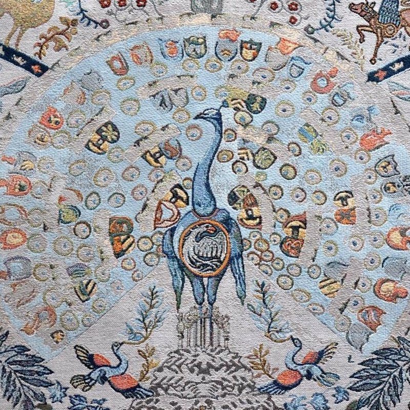Large Blue-Hued Peacock Palace Wall Tapestry - Ideal Place Market