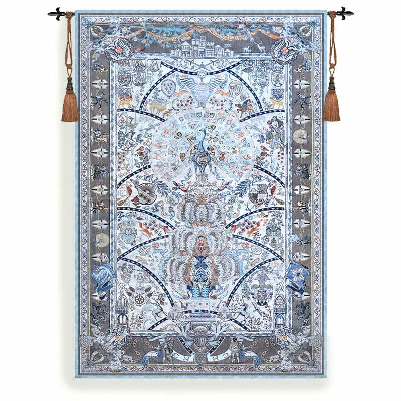 Large Blue-Hued Peacock Palace Wall Tapestry - Ideal Place Market