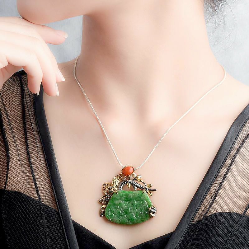 Love & Acceptance Green Jade Women's Necklace Pendant/Brooch - Ideal Place Market