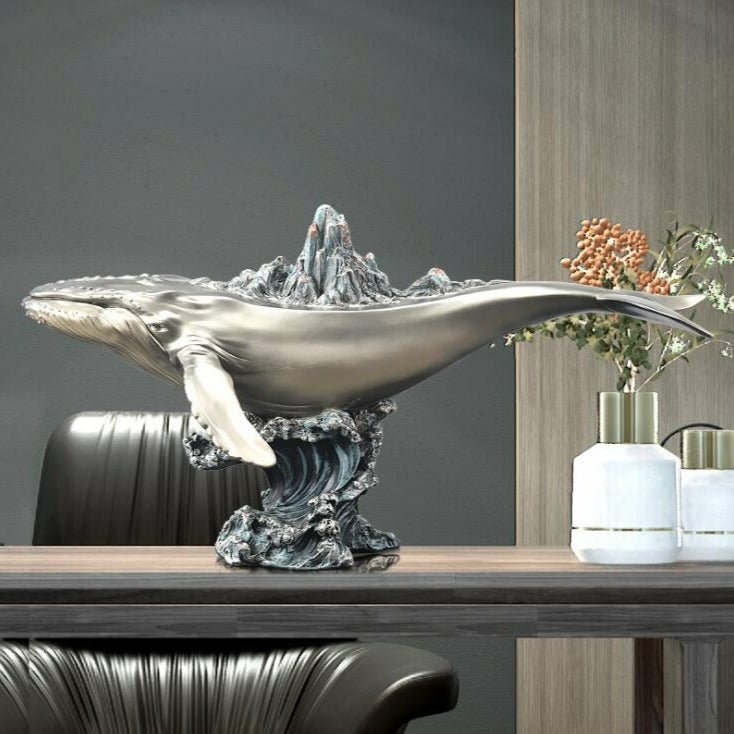 Majestic Blue Whale Contemporary Sculpture - 3 Detailed Finishes - Ideal Place Market