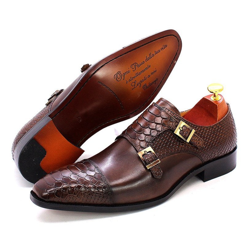 Men's Buckled Python Pattern Dress Shoes - Ideal Place Market