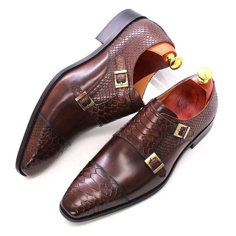 Men's Buckled Python Pattern Dress Shoes - Ideal Place Market