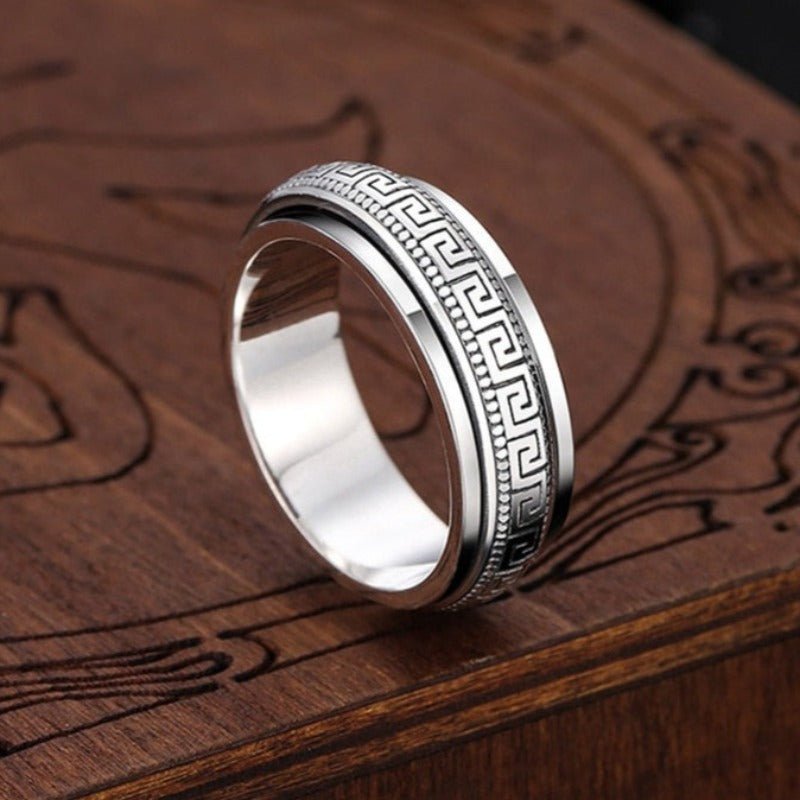 Men's Good Luck Spinner Ring in S925 Silver - Ideal Place Market