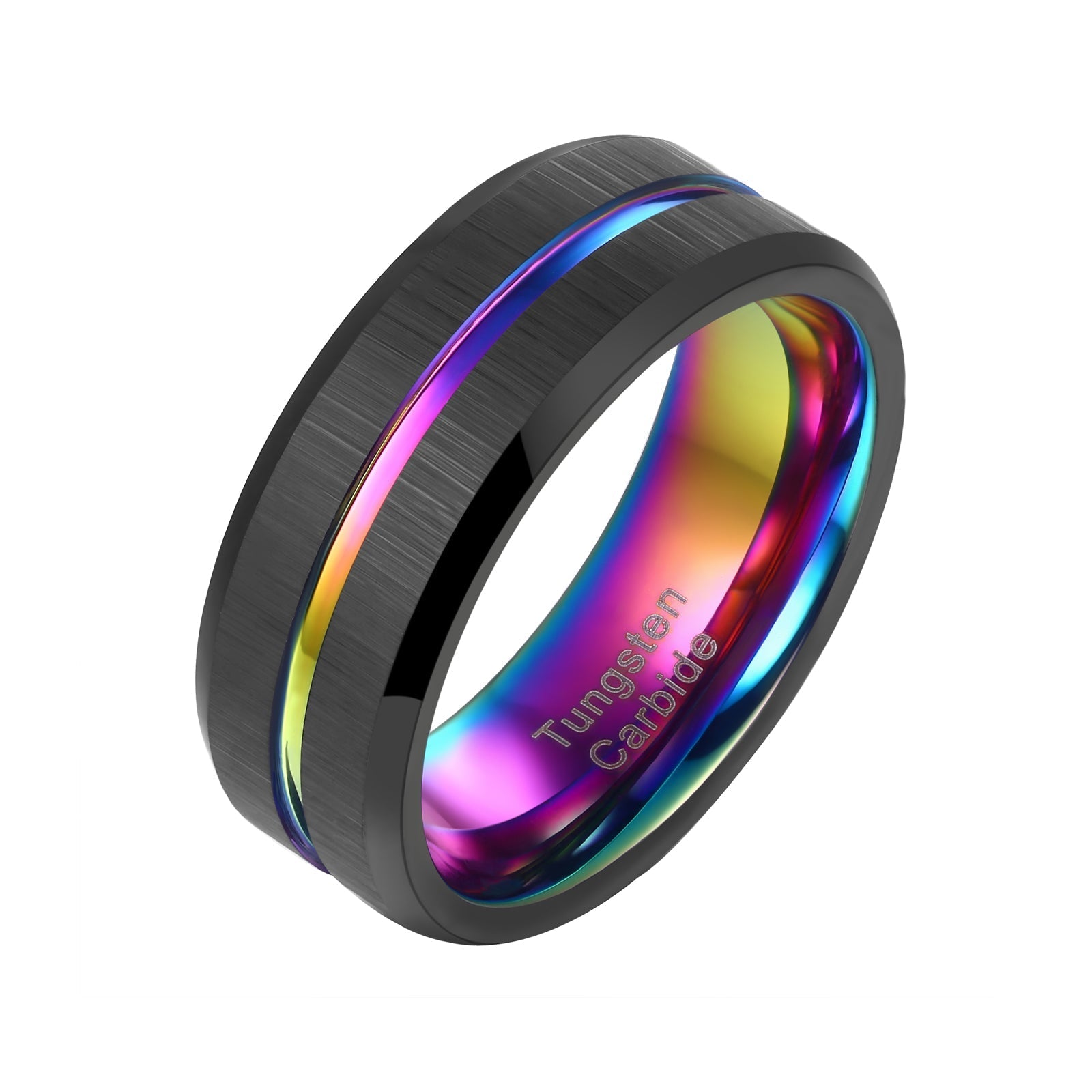 Black Rainbow Band Ring in Stainless Steel – LexiZoey