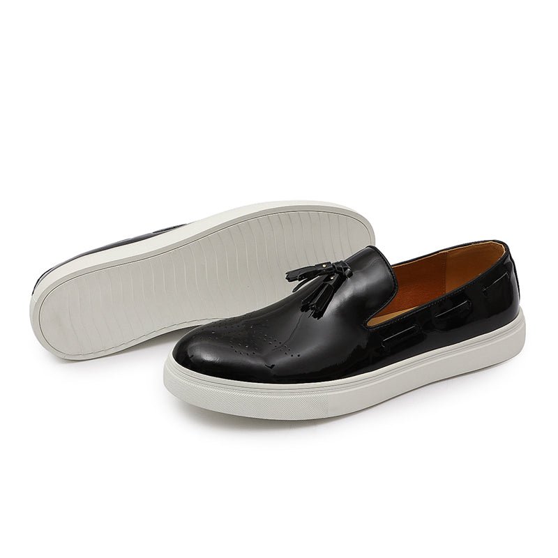 Men's Patent Leather Street Loafer with Tassels - Ideal Place Market
