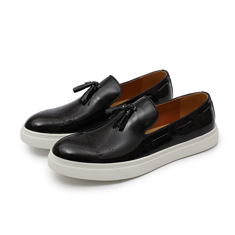 Men's Patent Leather Street Loafer with Tassels - Ideal Place Market