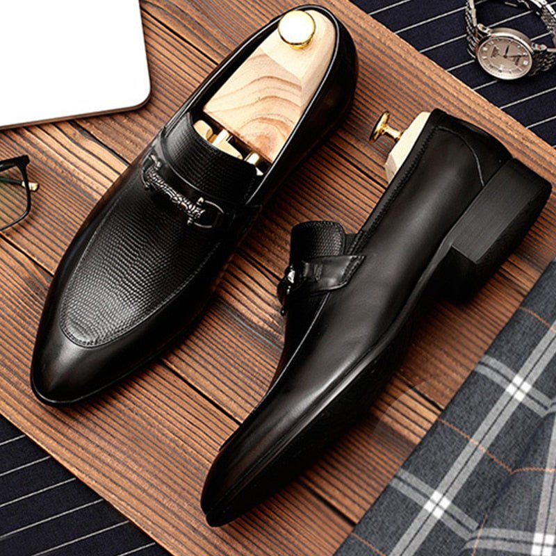 Men's Slip-On Leather Bit Brogue Shoes - Ideal Place Market