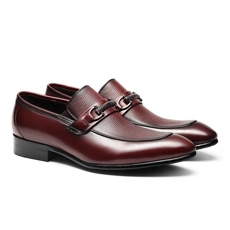Men's Slip-On Leather Bit Brogue Shoes - Ideal Place Market