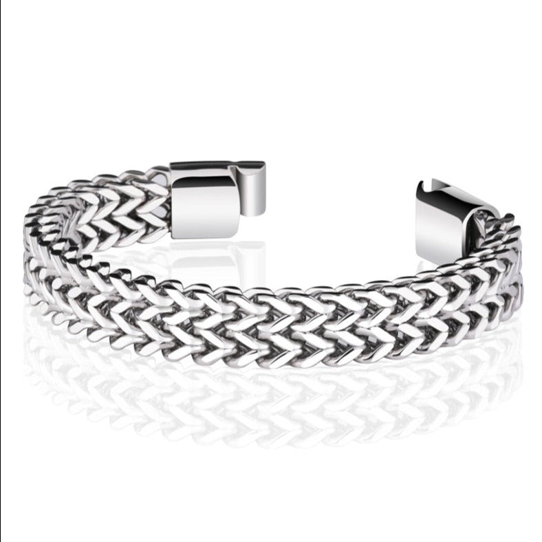Men's Wide Double Link Titanium Steel Bracelet - Ideal Place Market