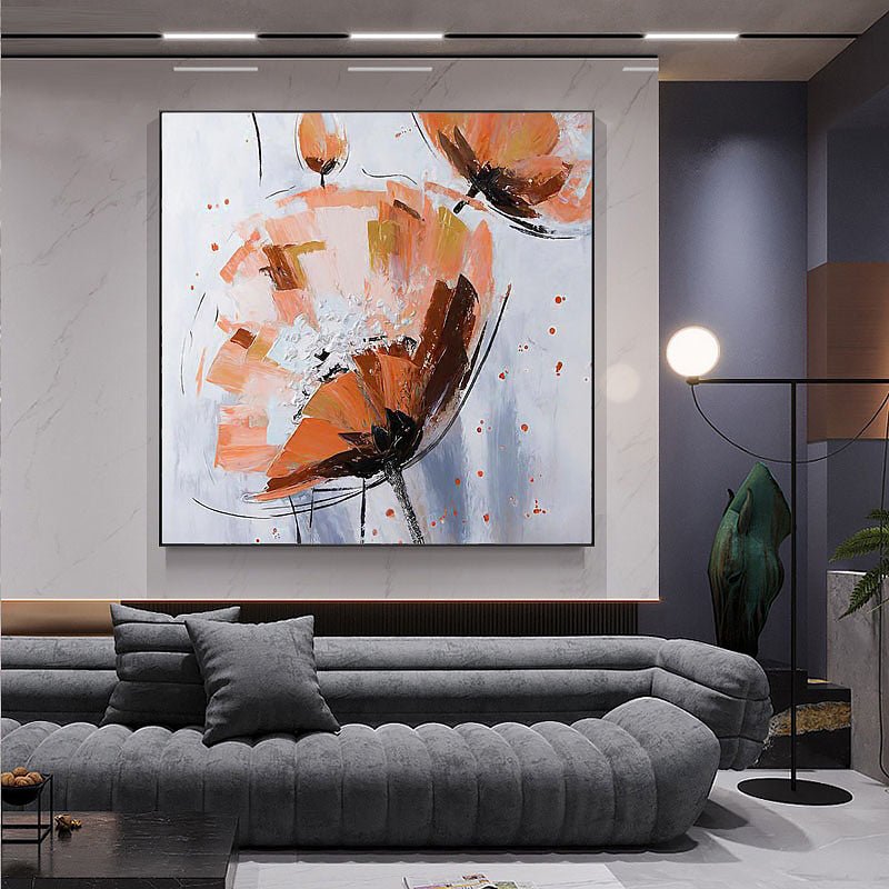 Minimally Modern Hand-Painted Flowers on Canvas - Ideal Place Market