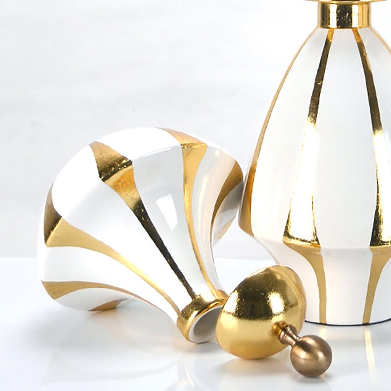 Modern Gold Leaf Ceramic Vases - Ideal Place Market