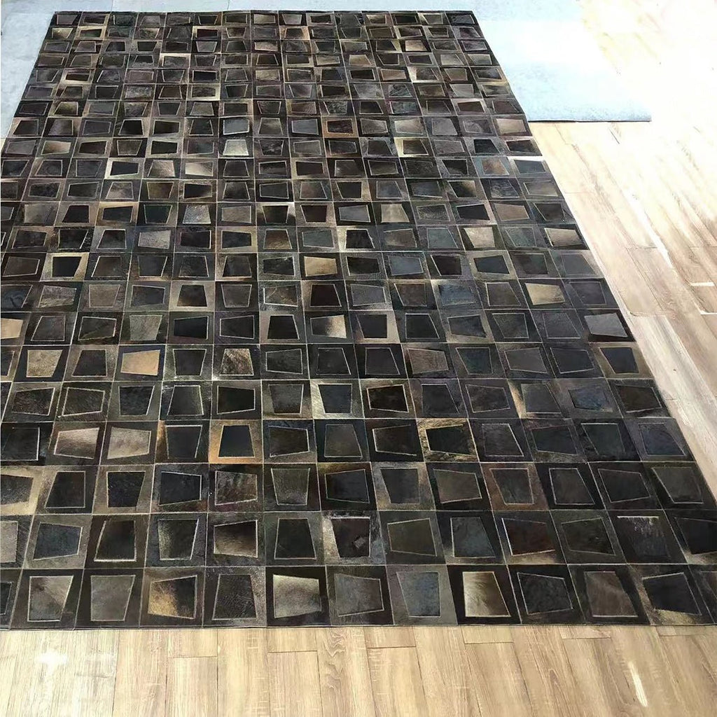 Modern Hand Stitched Patchwork Cowhide Area Rug - 4 Colors - Ideal Place Market