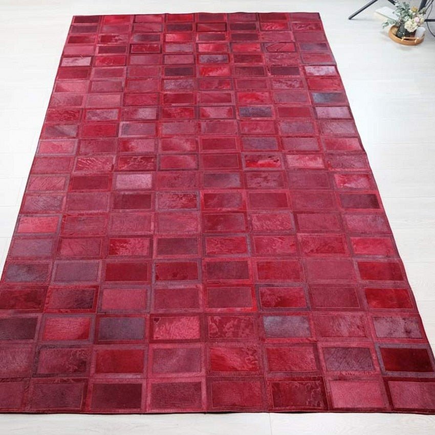 Modern Hand Stitched Patchwork Cowhide Area Rug - 4 Colors - Ideal Place Market