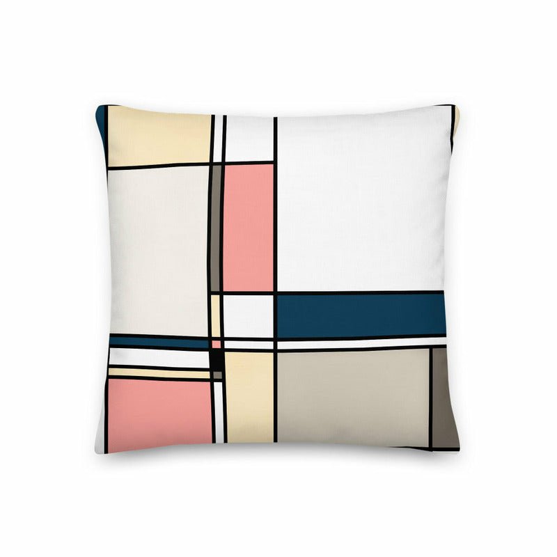 Muted Mondrian Premium Stuffed 2 Sided-Printed Throw Pillows - Ideal Place Market