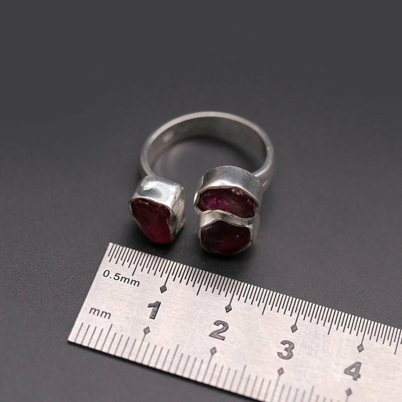 Natural African 5.5ct Rough Ruby Gemstones Set in 925 Silver Ring