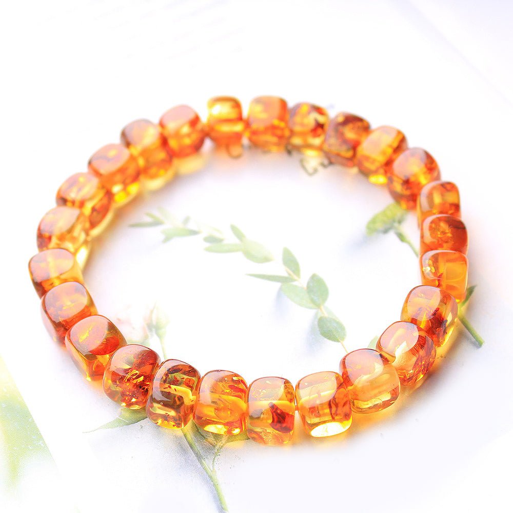 Natural Amber Cube Beaded Bracelet - Ideal Place Market