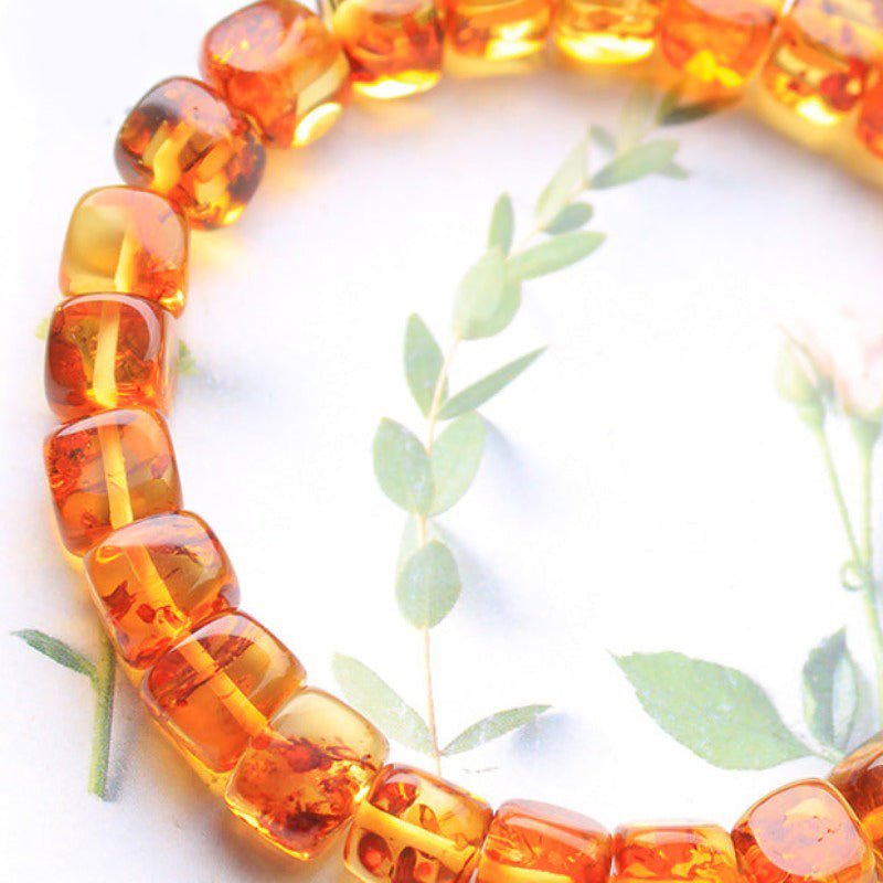 Natural Amber Cube Beaded Bracelet - Ideal Place Market