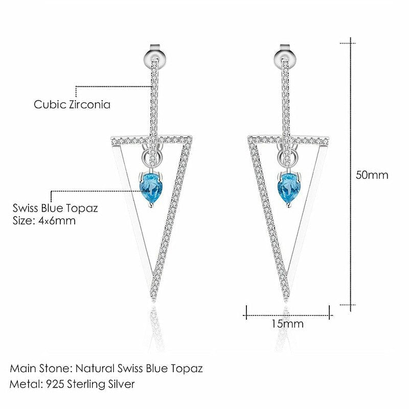 Natural Blue Topaz Drop Earrings in S925 Silver - Ideal Place Market