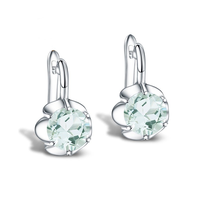 Natural Green Amethyst & 925 Silver Earrings 5.47ct - Ideal Place Market