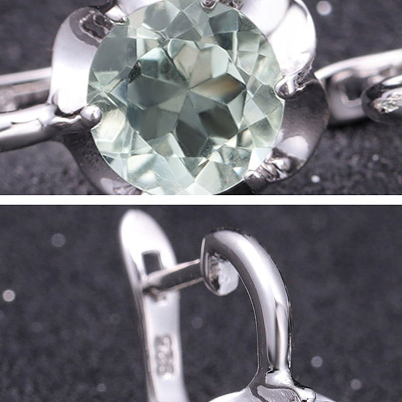 Natural Green Amethyst & 925 Silver Earrings 5.47ct - Ideal Place Market