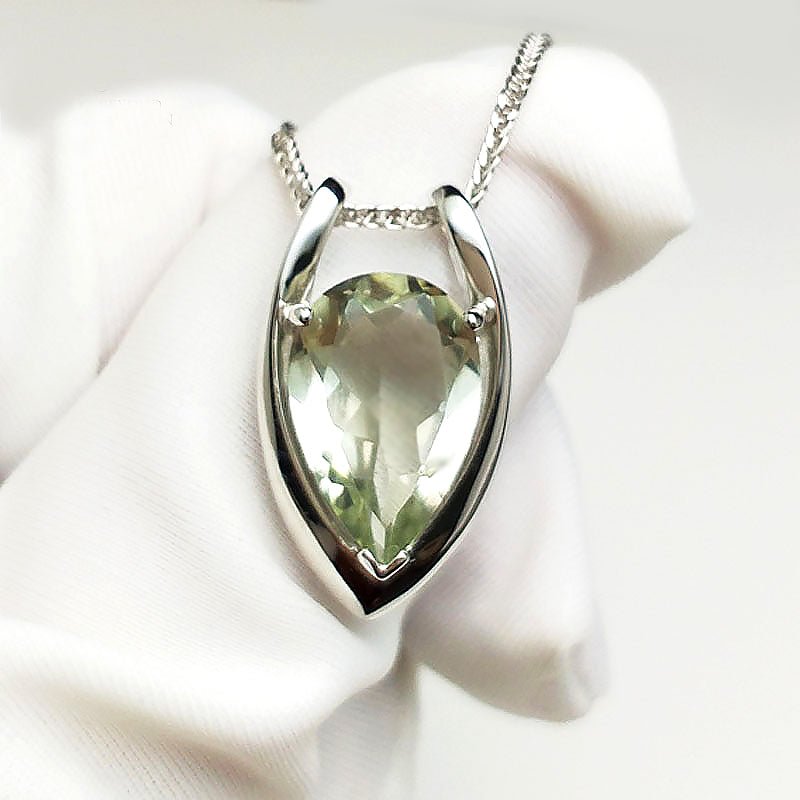 Natural Green Amethyst S925 Silver Necklace & Pendant - Ideal Place Market