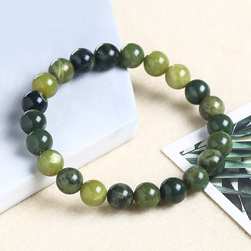 Natural Green Canadian Jade Beaded Bracelet - Ideal Place Market