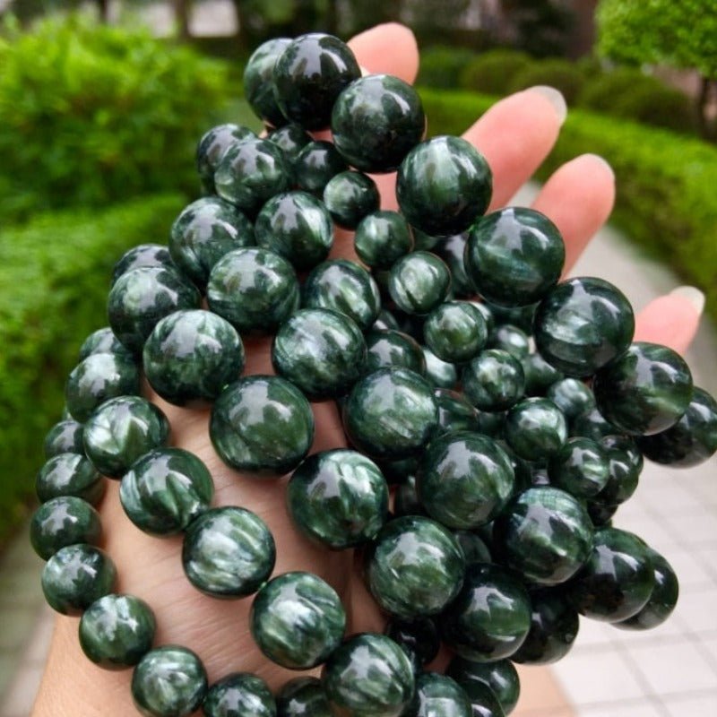 Natural Green Seraphinite Beaded Bracelet - Ideal Place Market