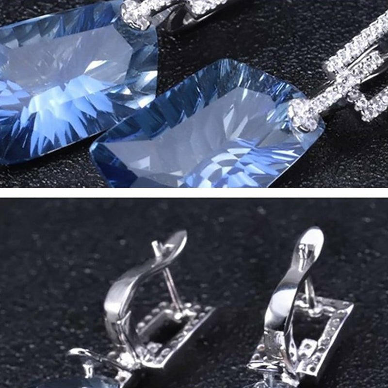 Natural Lolite Blue Mystic Quartz Drop Earrings - 42.40ct - Ideal Place Market