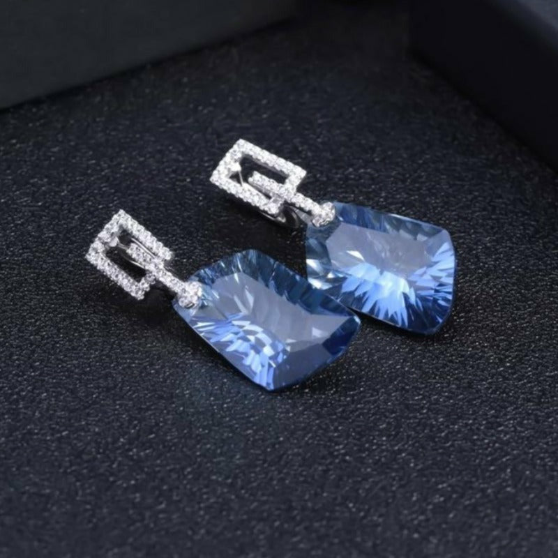 Natural Lolite Blue Mystic Quartz Drop Earrings - 42.40ct - Ideal Place Market