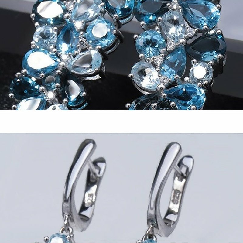 Natural London Blue Pure Topaz & Sterling Silver Earrings - Ideal Place Market