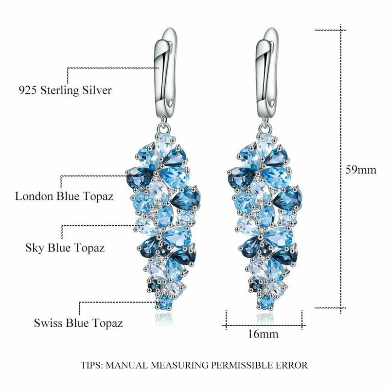 Natural London Blue Pure Topaz & Sterling Silver Earrings - Ideal Place Market