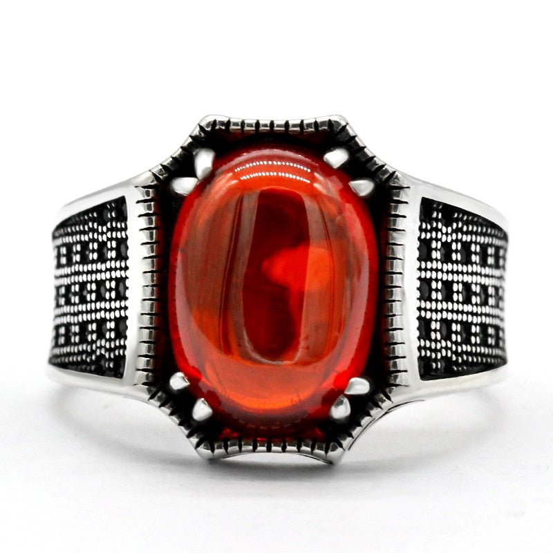 Natural Polished Red Zircon S925 Ring - Ideal Place Market