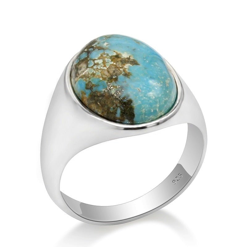 Natural Polished Turquoise in S925 Silver Ring - Ideal Place Market