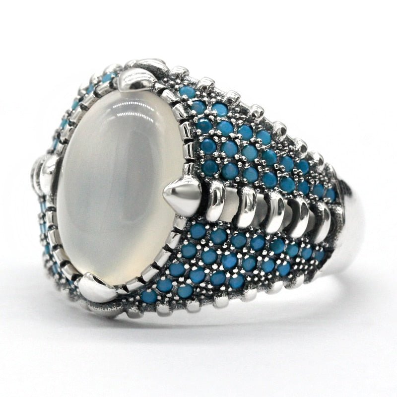 Natural White Agate & Turquoise S925 Ring - Ideal Place Market