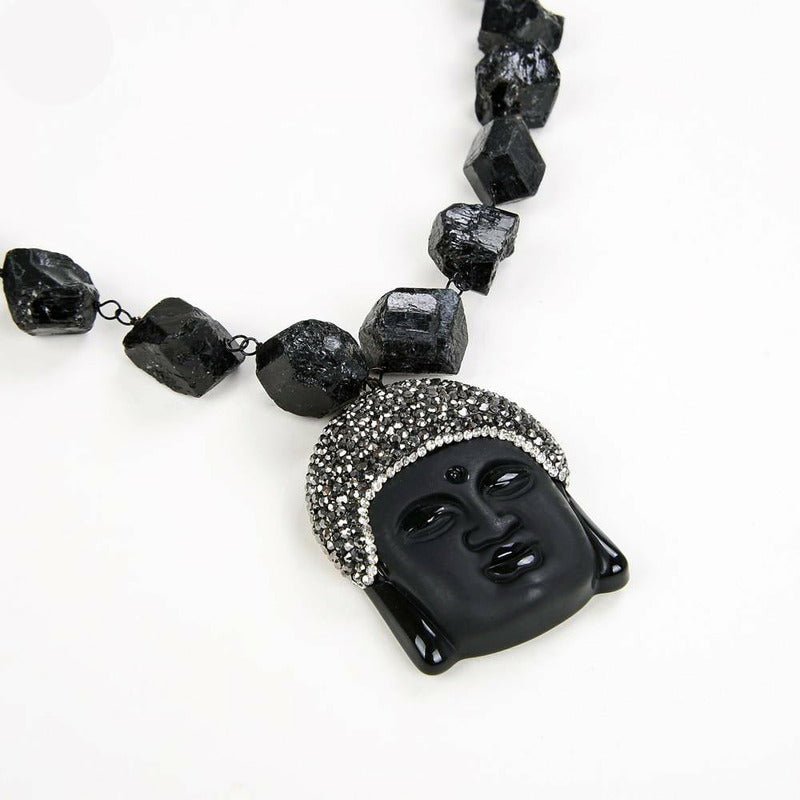 Black Buddha Pendant Necklace, Black Leather Cord Necklace, Silver Lobster  Clasp, - Etsy
