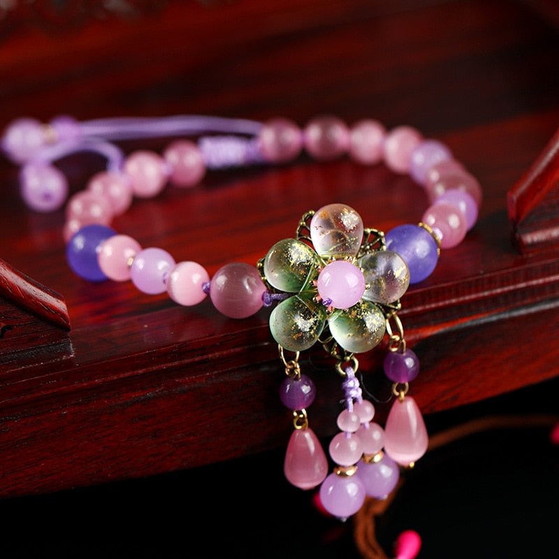 Natural Semi-Precious Stone Flower Dangle Anklets - 9 Styles - Ideal Place Market