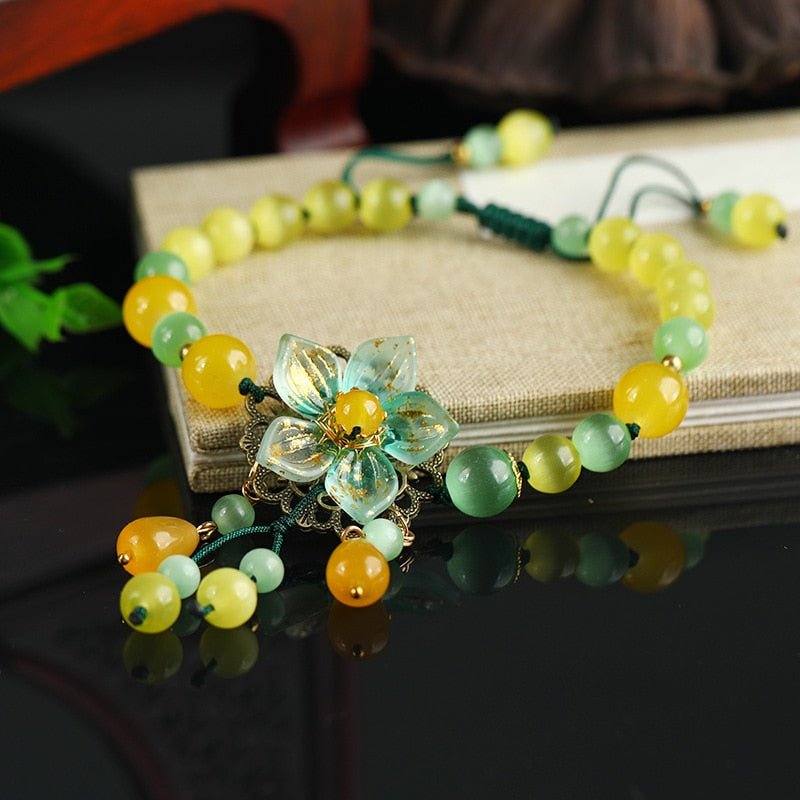 Natural Semi-Precious Stone Flower Dangle Anklets - 9 Styles - Ideal Place Market