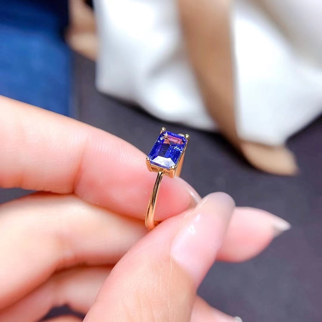 Natural Tanzanite in 18k Gold Plated S925 Silver Ring - Ideal Place Market