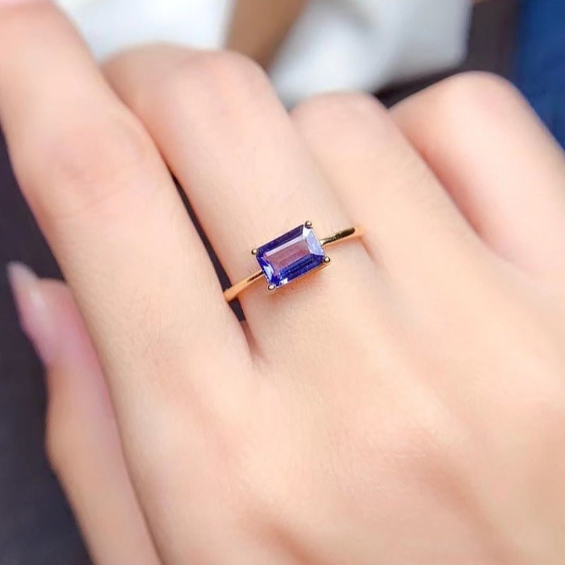 Natural Tanzanite in 18k Gold Plated S925 Silver Ring - Ideal Place Market