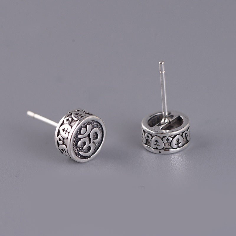OM Mantra Stud Earrings in Brass and/or S925 Silver - Ideal Place Market