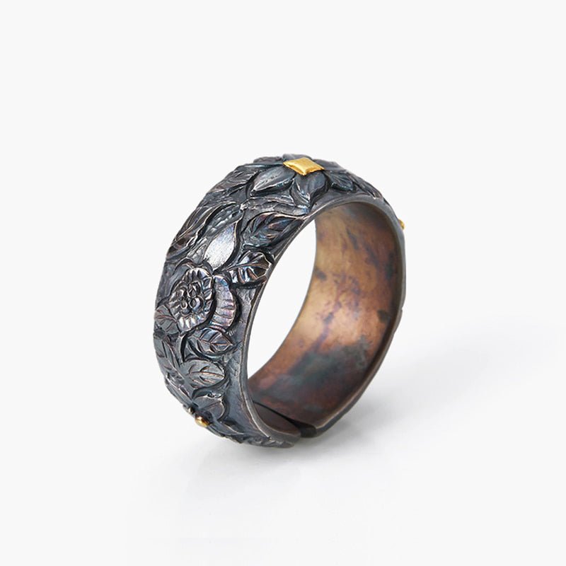 Patina 'Forest Floor' Oxidized S999 Silver Ring - Ideal Place Market