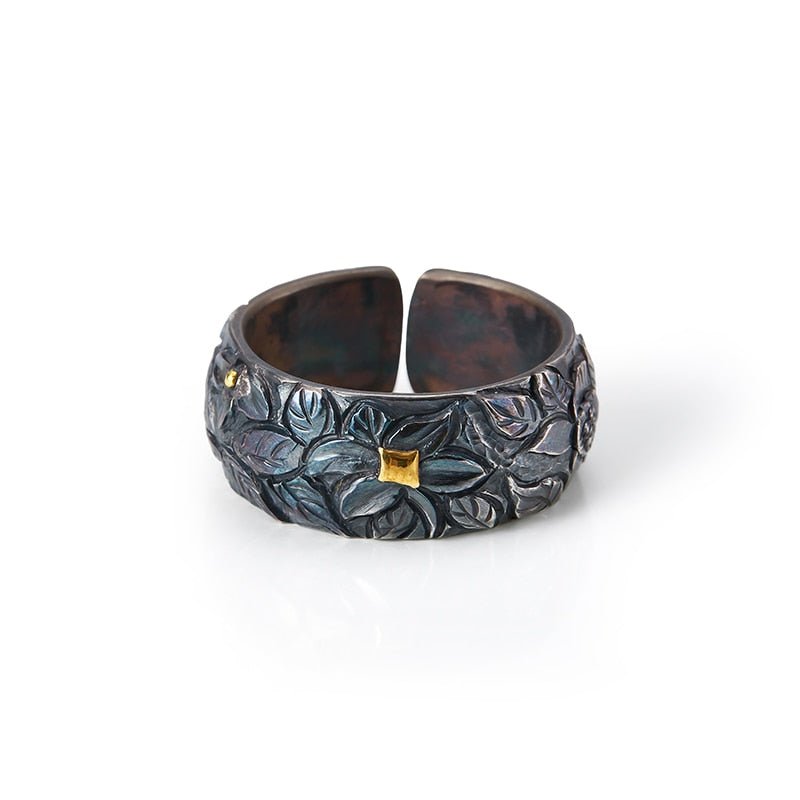 Patina 'Forest Floor' Oxidized S999 Silver Ring - Ideal Place Market
