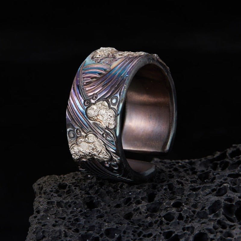 Patina Oxidized Dreamscape on S999 Silver Adjustable Ring - Ideal Place Market