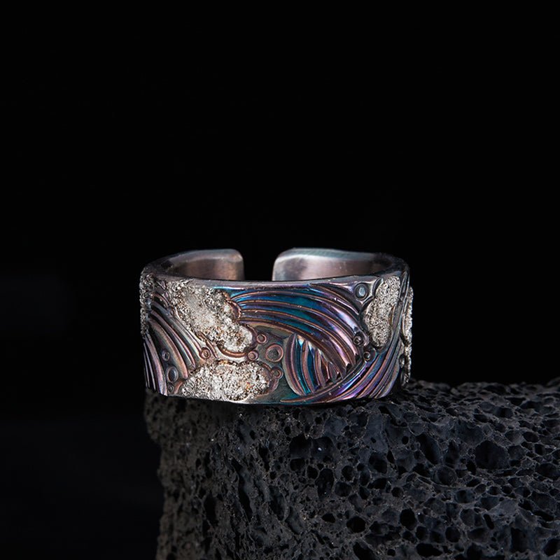 Patina Oxidized Dreamscape on S999 Silver Adjustable Ring - Ideal Place Market