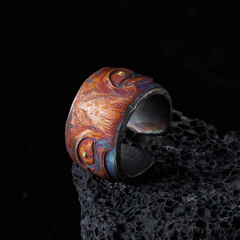 Patina 'Tiger' Oxidized S999 Silver Adjustable Ring - Ideal Place Market