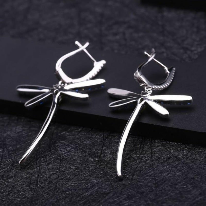 Peridot Dragonfly Earrings in 925 Silver - Ideal Place Market