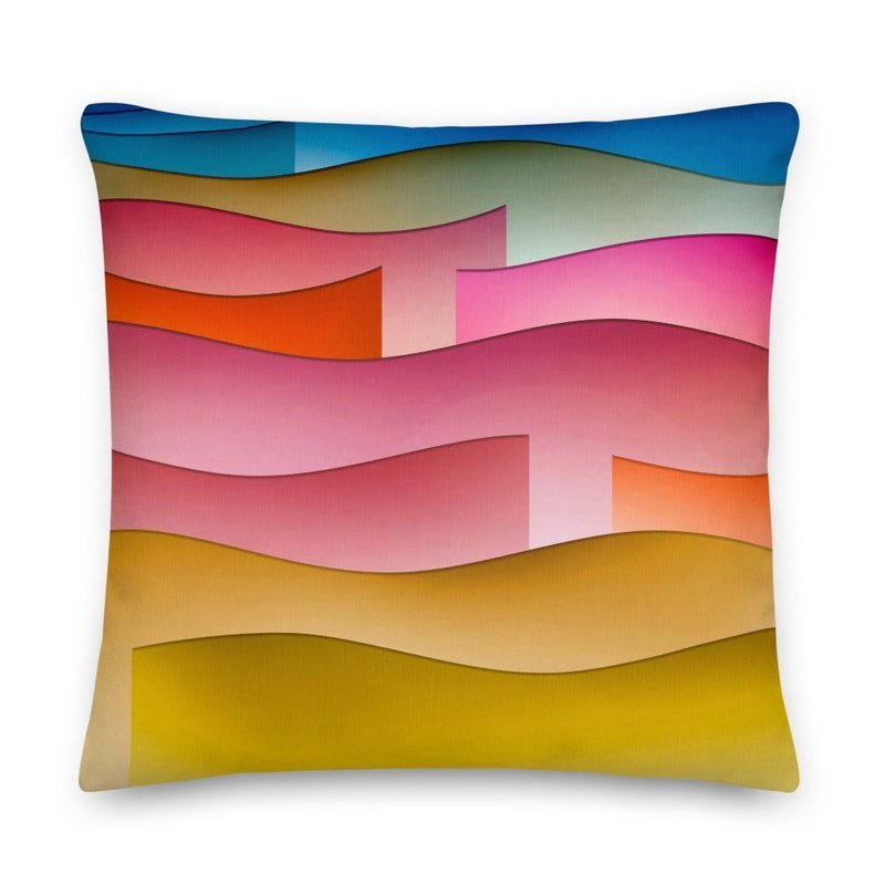 Rainbow Ribbons Premium Stuffed Reversible Throw Pillows - Ideal Place Market